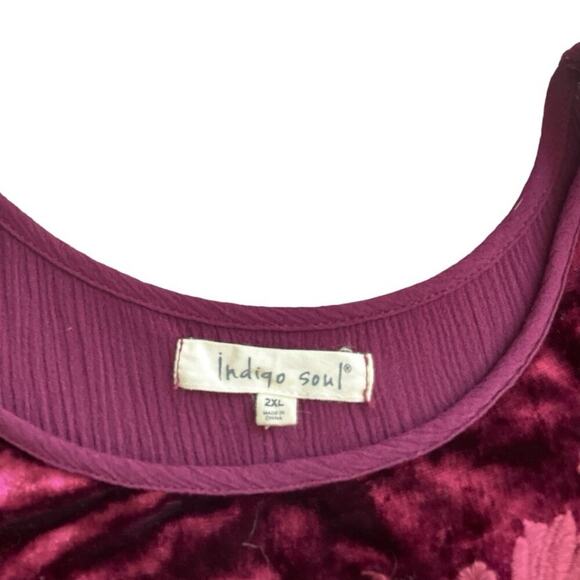 Indigo Soul Purple Bell Sleeve Top Boho Velvet Detail Size 2XL Whimsigoth - Picture 5 of 10